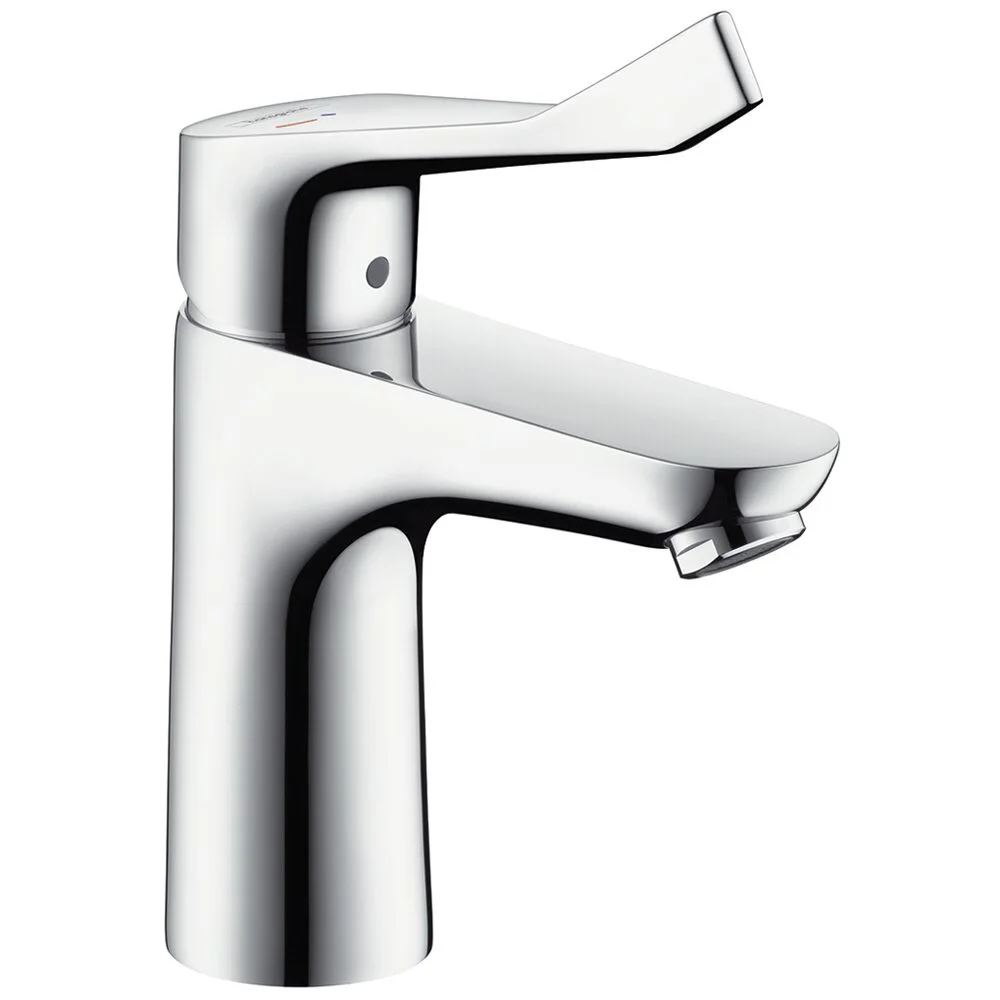 Chromowana bateria umywalkowa widok z boku, hansgrohe