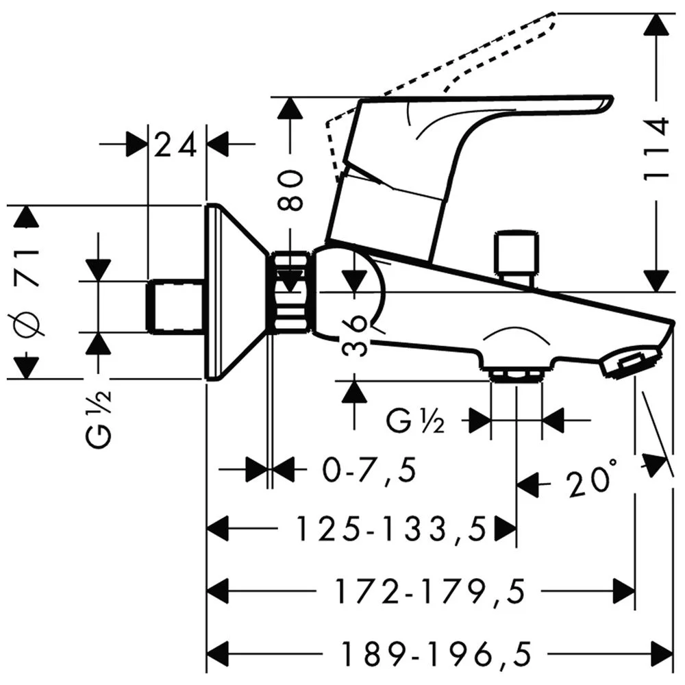 hansgrohe Focus Einhebel-Wannenmischer Aufputz Bild 2