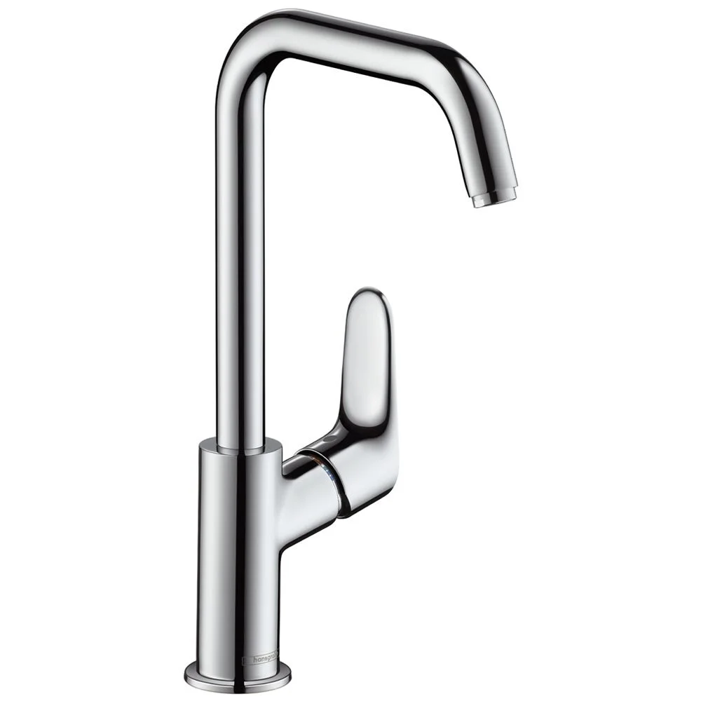 Chromowana bateria umywalkowa widok z boku, hansgrohe