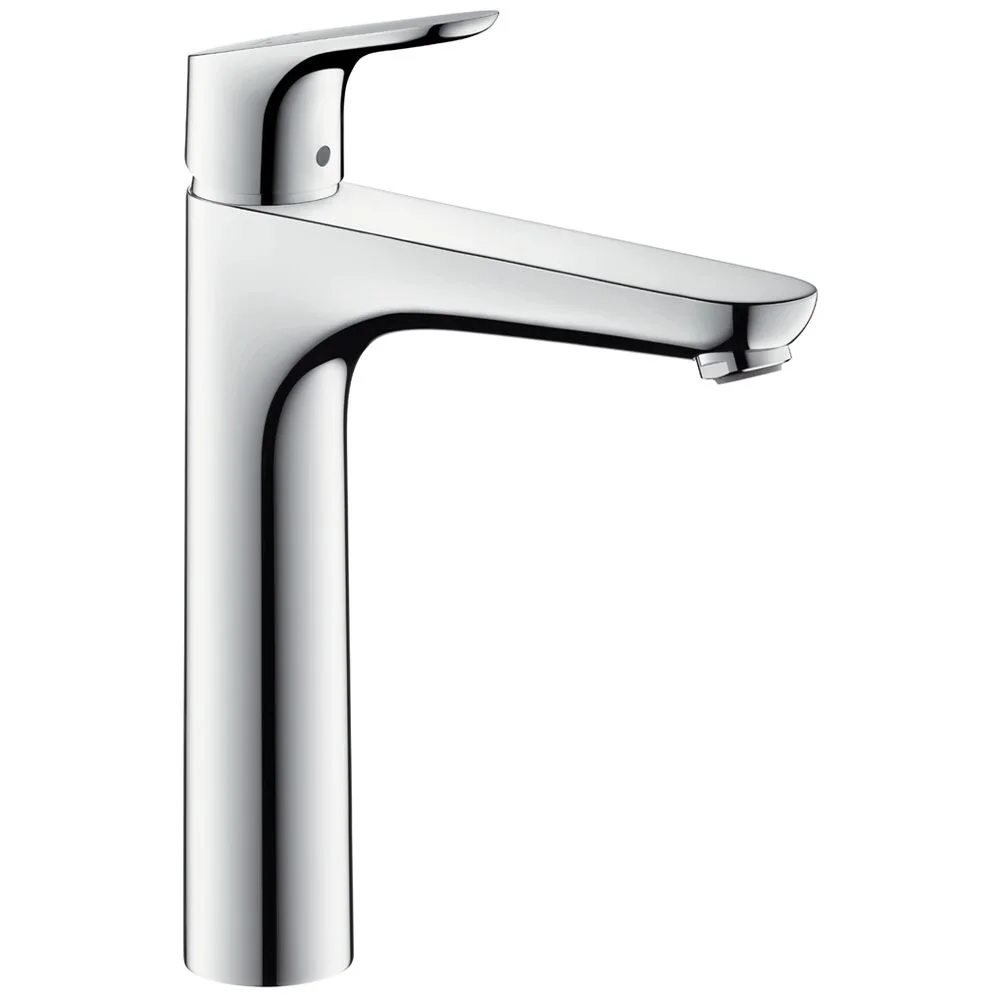 Chromowana bateria umywalkowa widok z boku, hansgrohe