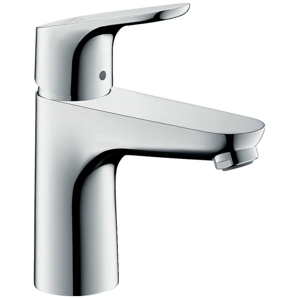 Chromowana bateria umywalkowa widok z boku, hansgrohe