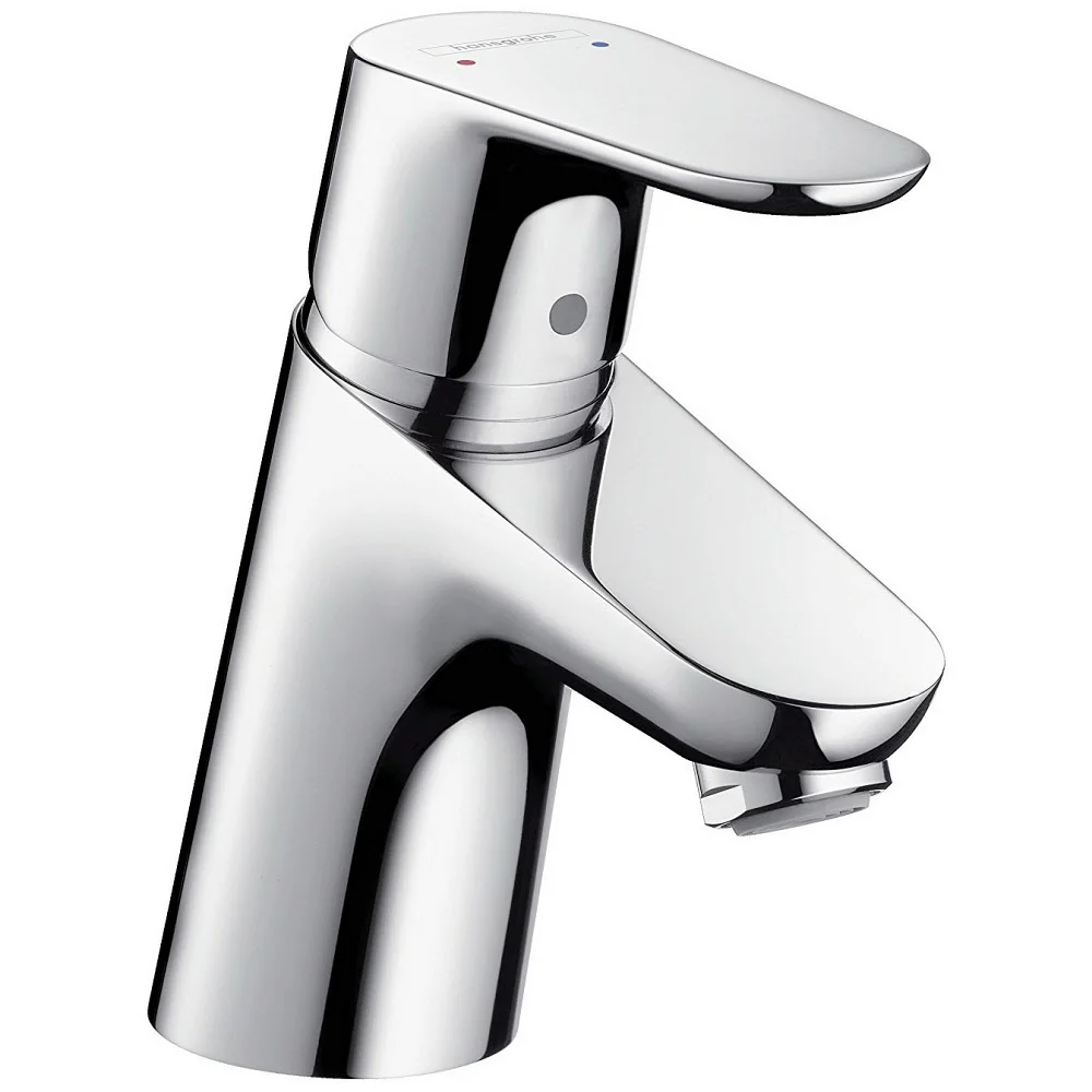 Chromowana bateria umywalkowa widok z boku, hansgrohe