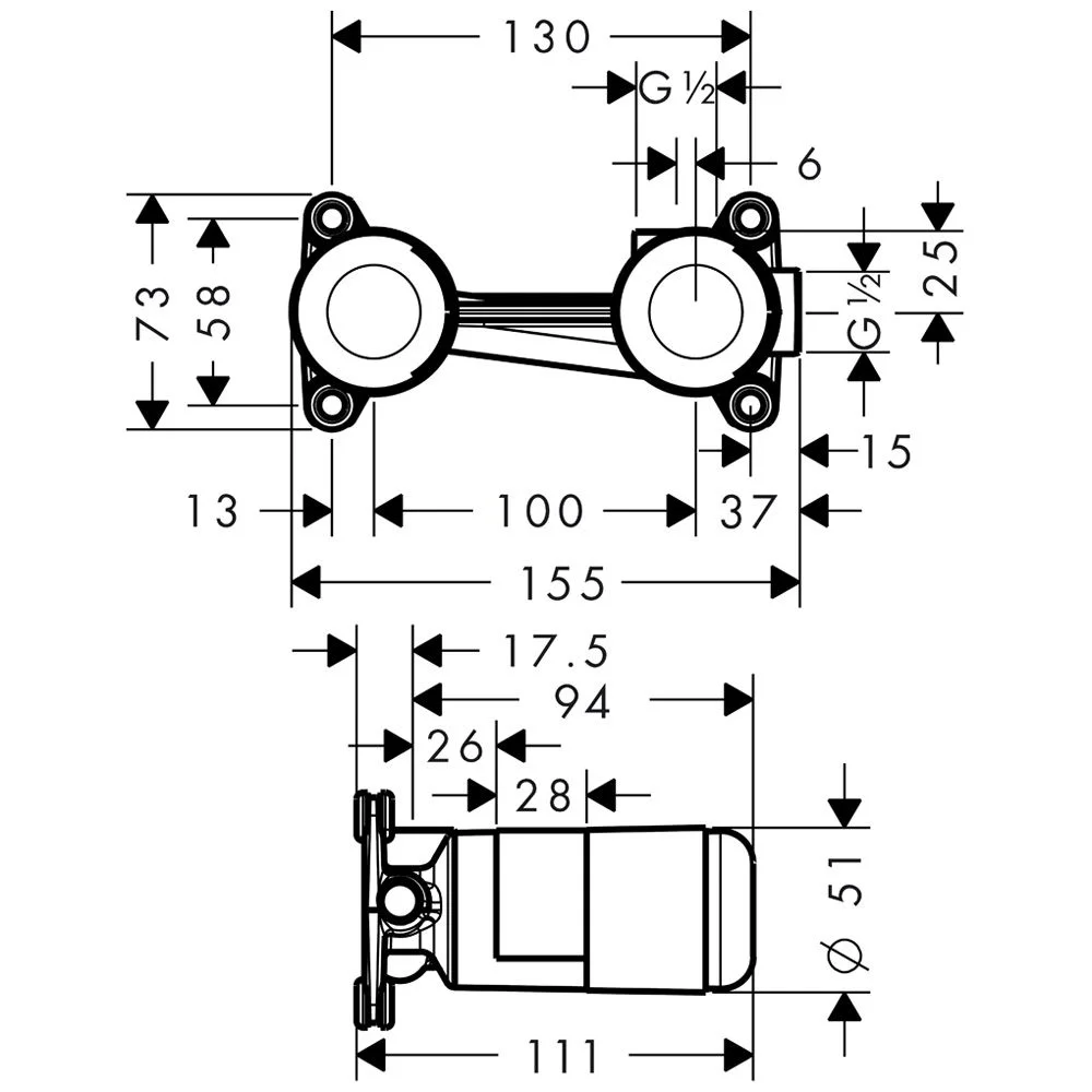 AXOR Grundkörper für Einhebel-Waschtischmischer Unterputz Bild 2