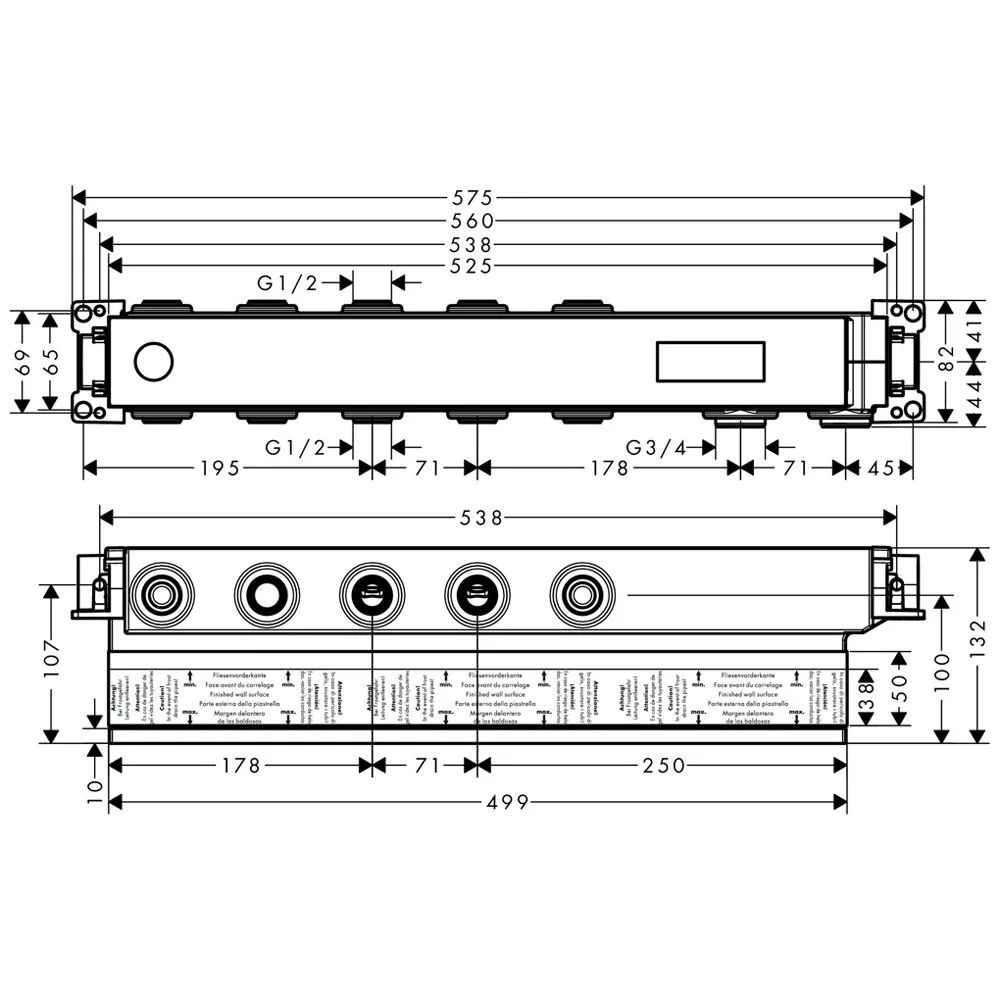 AXOR ShowerSolutions Grundset für Thermostatmodul Select, 3 Verbraucher Zdjęcie 2
