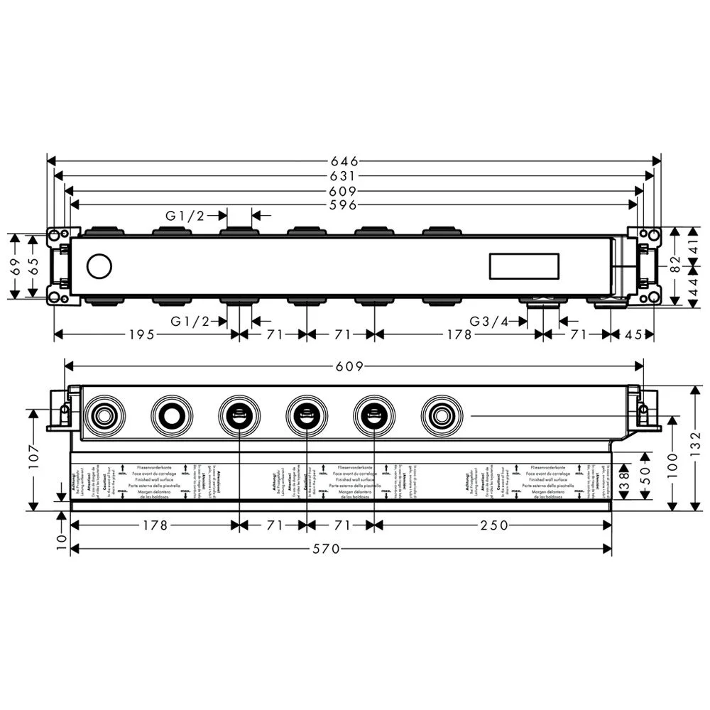 AXOR ShowerSolutions Grundset für Thermostatmodul Select, 4 Verbraucher Bild 2