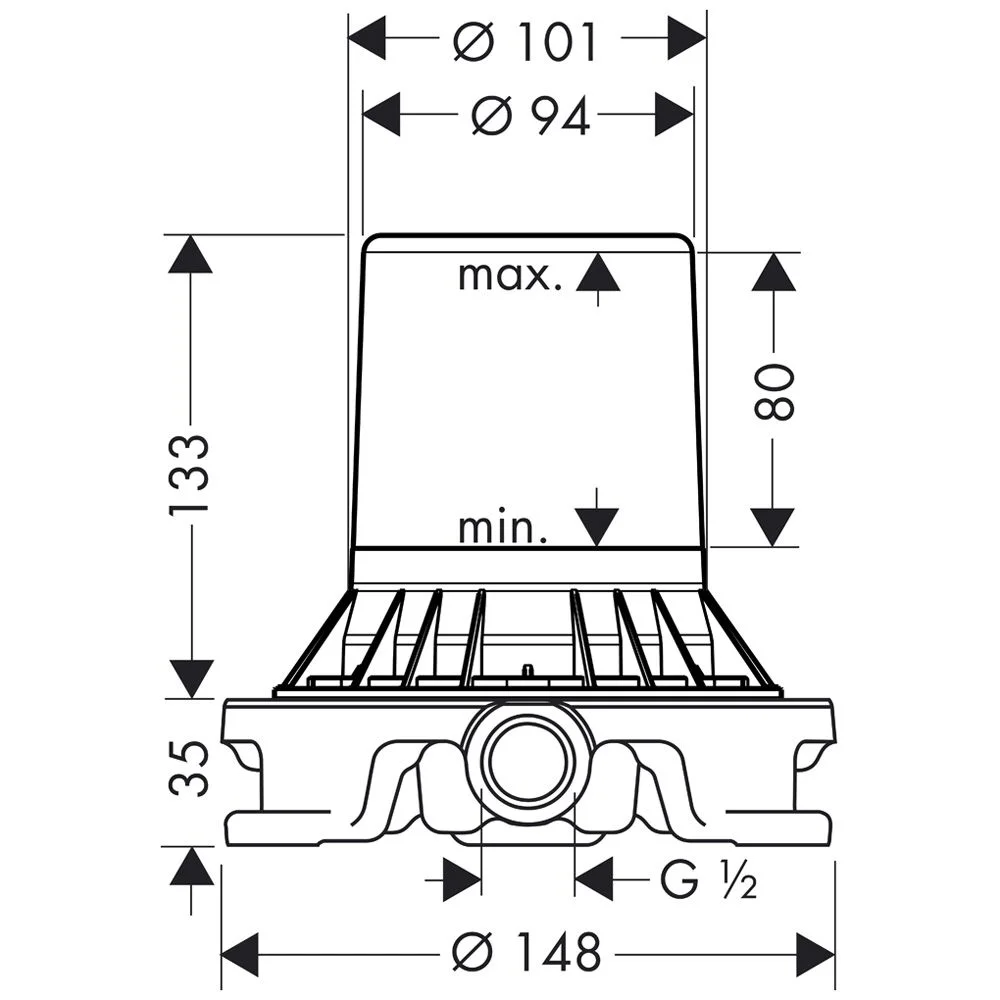 hansgrohe Grundkörper für Wannenarmatur Bodenmontage Bild 2