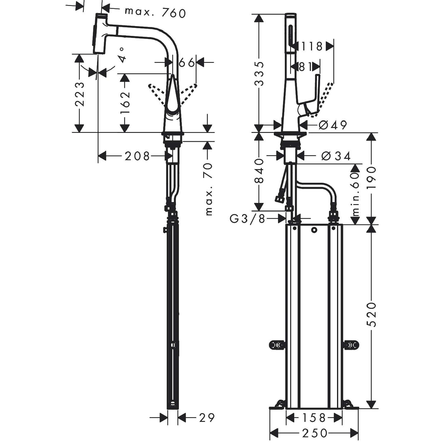 hansgrohe Talis Select M51 Einhebel-Küchenmischer 220, Ausziehbrause, 2jet Bild 2