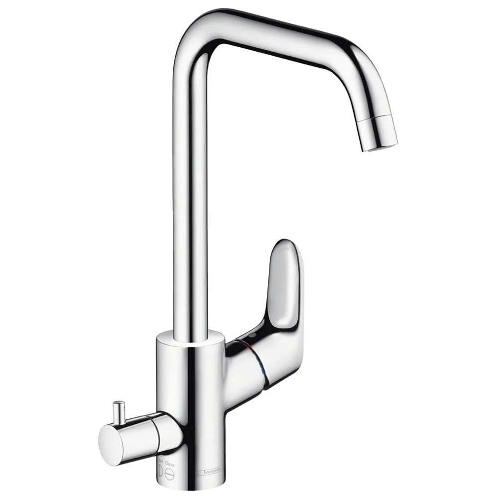 Chromowana bateria kuchenna z dodatkową dźwignią, hansgrohe
