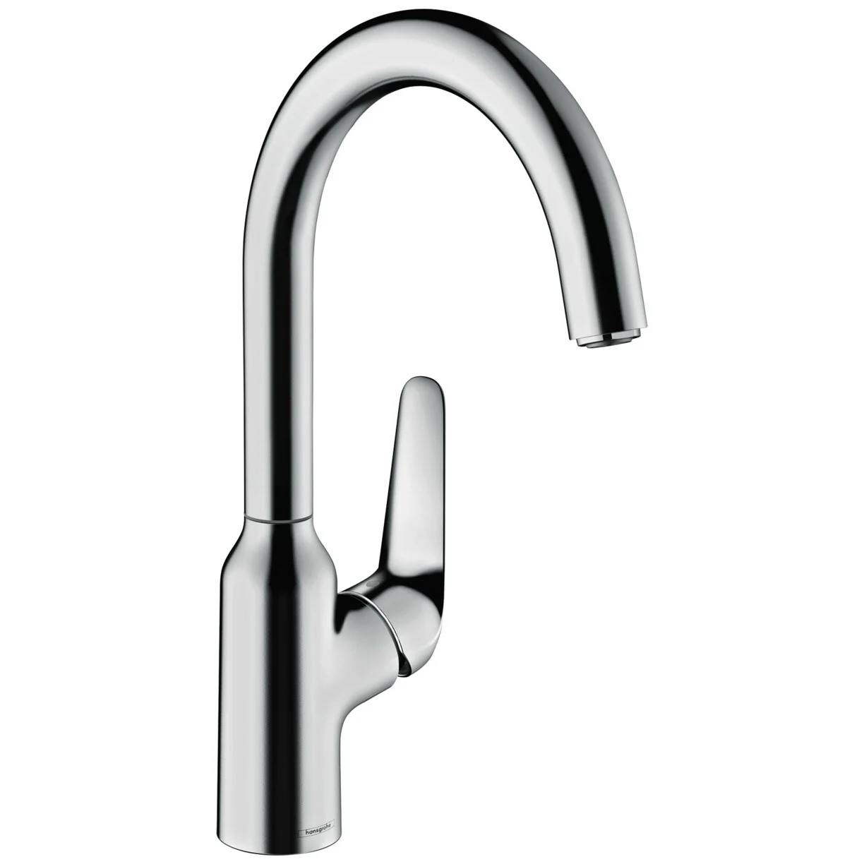 Bateria kuchenna widok z boku, chromowane wykończenie, hansgrohe