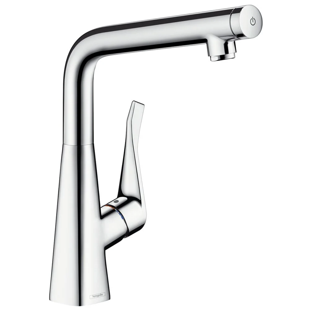 Bateria kuchenna w widoku bocznym, kolor chrom, hansgrohe
