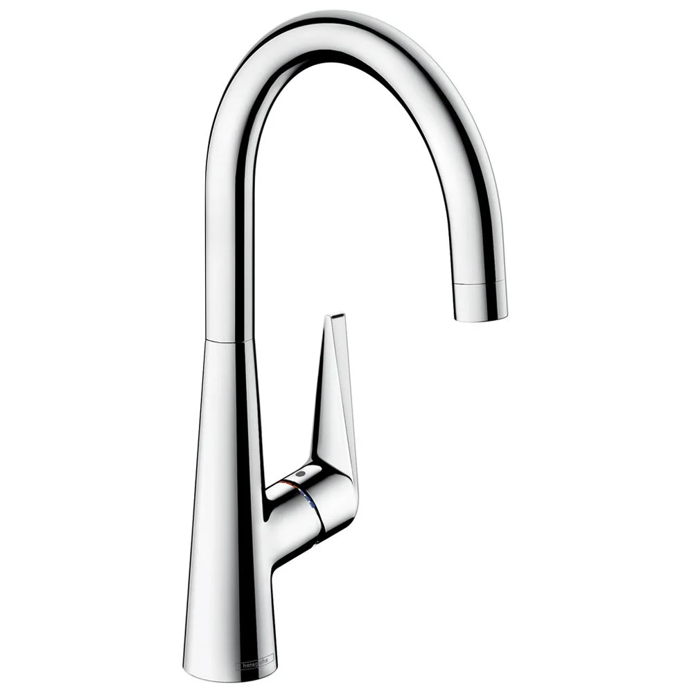 Chromowana bateria kuchenna widok z boku, hansgrohe