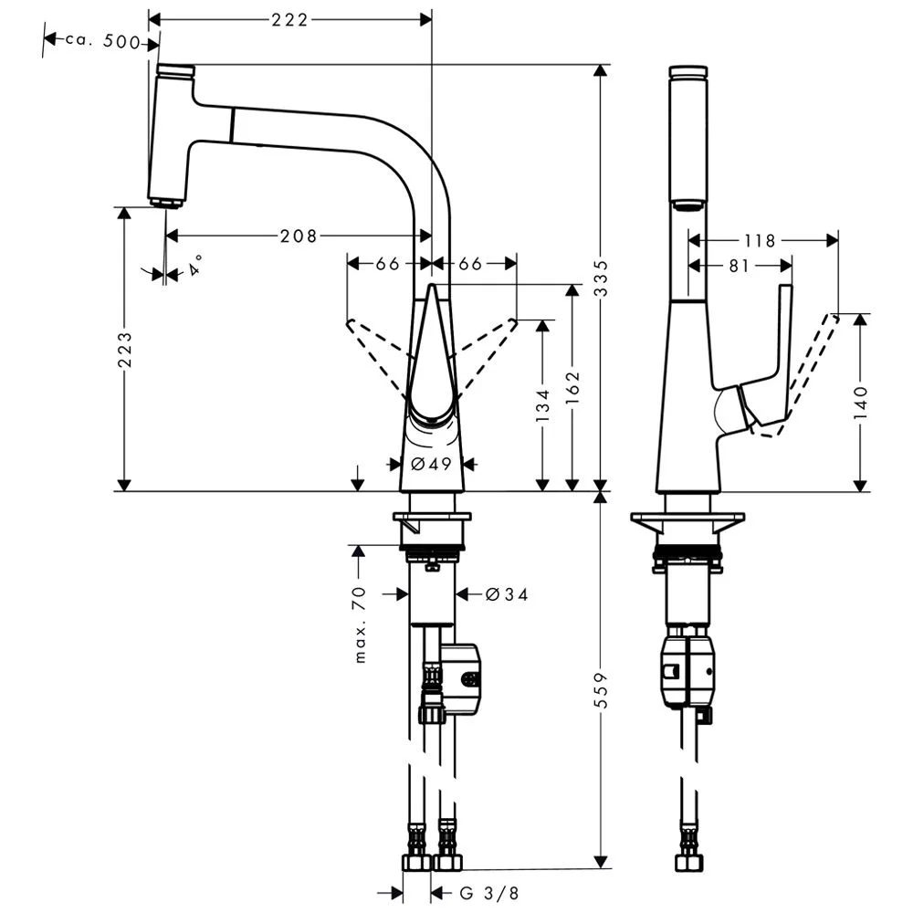 hansgrohe Talis Select M51 Einhebel-Küchenmischer 220, Ausziehauslauf, 1jet Bild 2