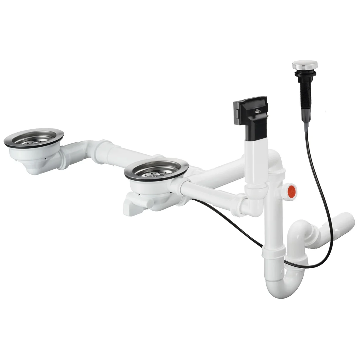 hansgrohe D17-11 Automatische Ab- und Überlaufgarnitur für Doppelbecken Granit