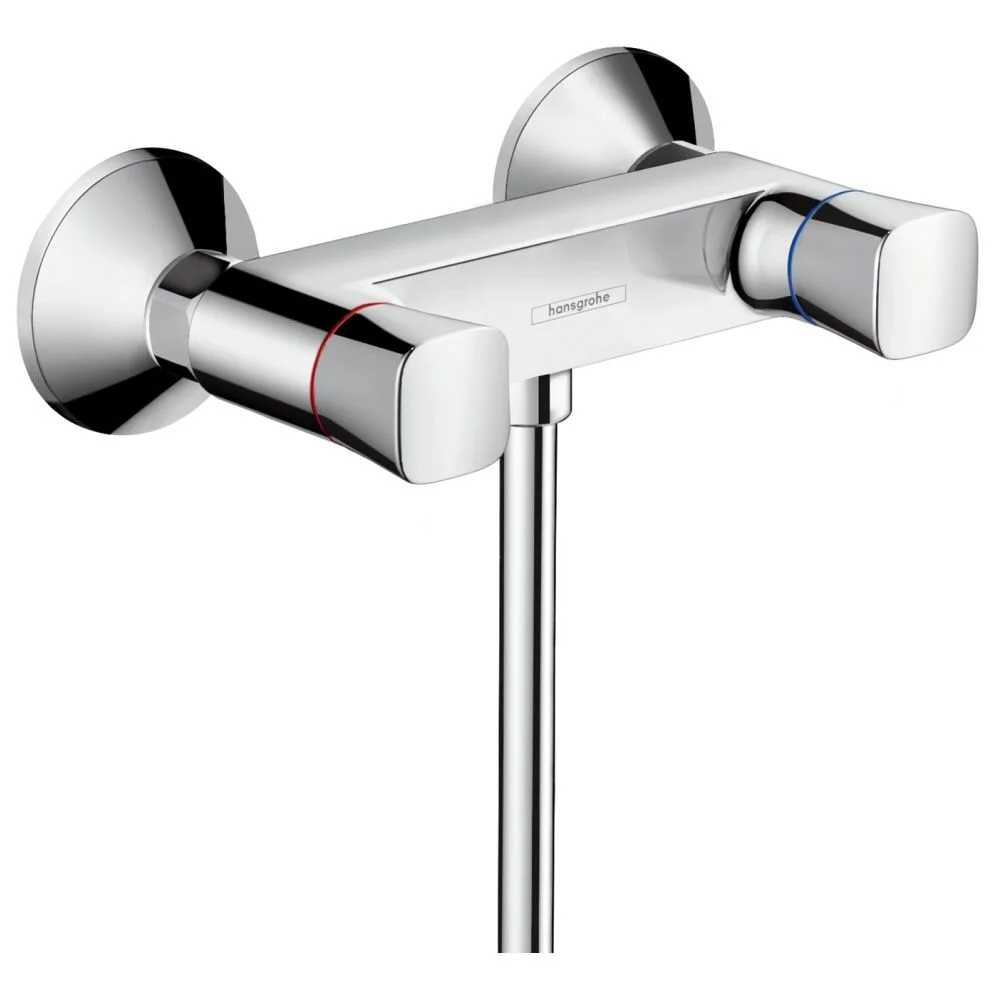 Dwugripowa bateria prysznicowa w chromie, widok z przodu, hansgrohe