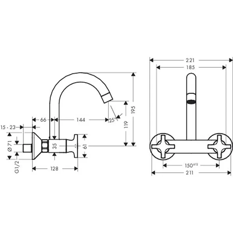 Rysunek techniczny baterii kuchennej, hansgrohe