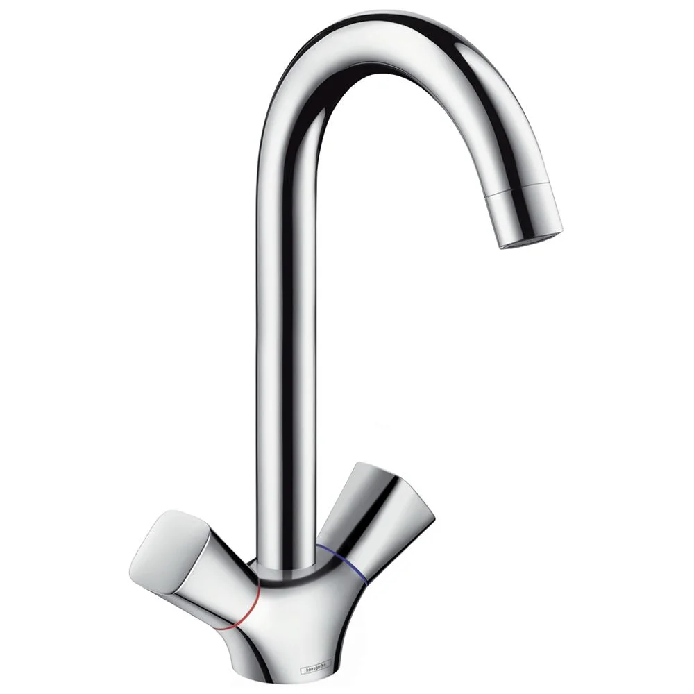 Dwugripowa bateria kuchenna w chromie, widok z przodu, hansgrohe