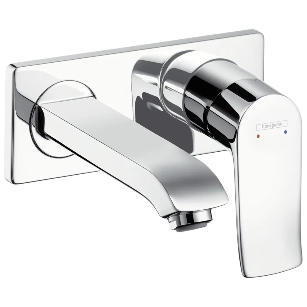 Chromowana bateria umywalkowa ścienna, hansgrohe