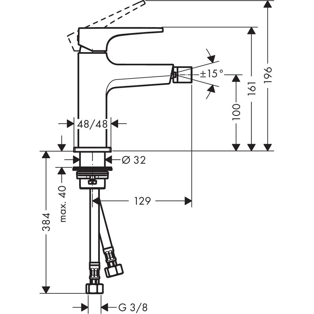 hansgrohe Metropol Einhebel-Bidetmischer mit Hebelgriff und Push-Open Ablaufgarnitur Bild 2
