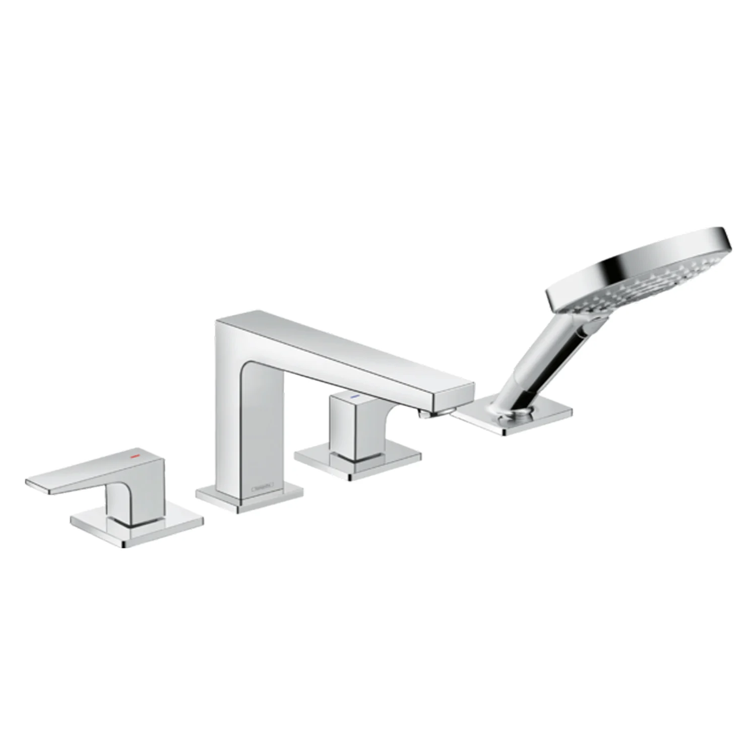 Chromowana bateria wannowa widok z boku, hansgrohe