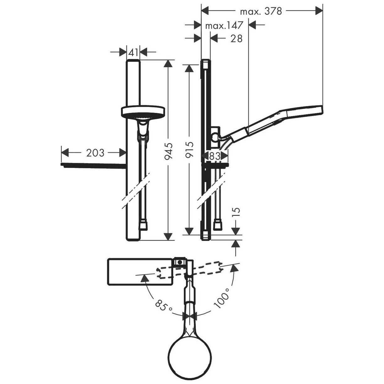 hansgrohe Rainfinity Brauseset 130 3jet mit Brausestange 90 cm Bild 2