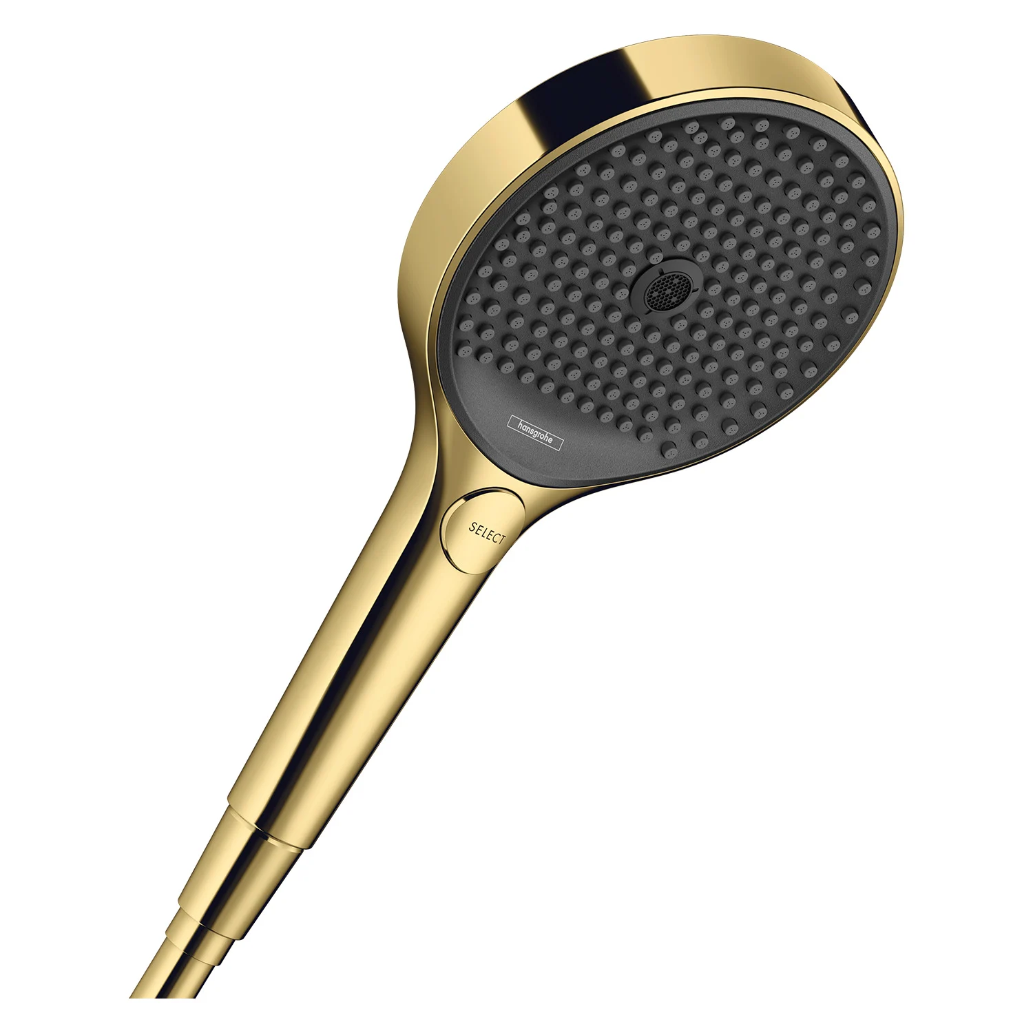 Złota słuchawka prysznicowa z boku, hansgrohe