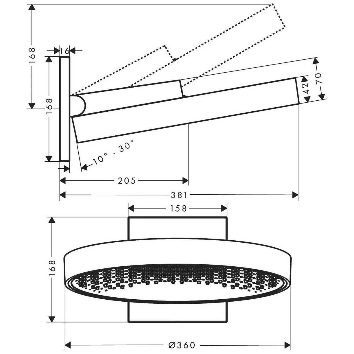 hansgrohe Rainfinity Kopfbrause 360 1jet mit Wandanschluss Bild 3
