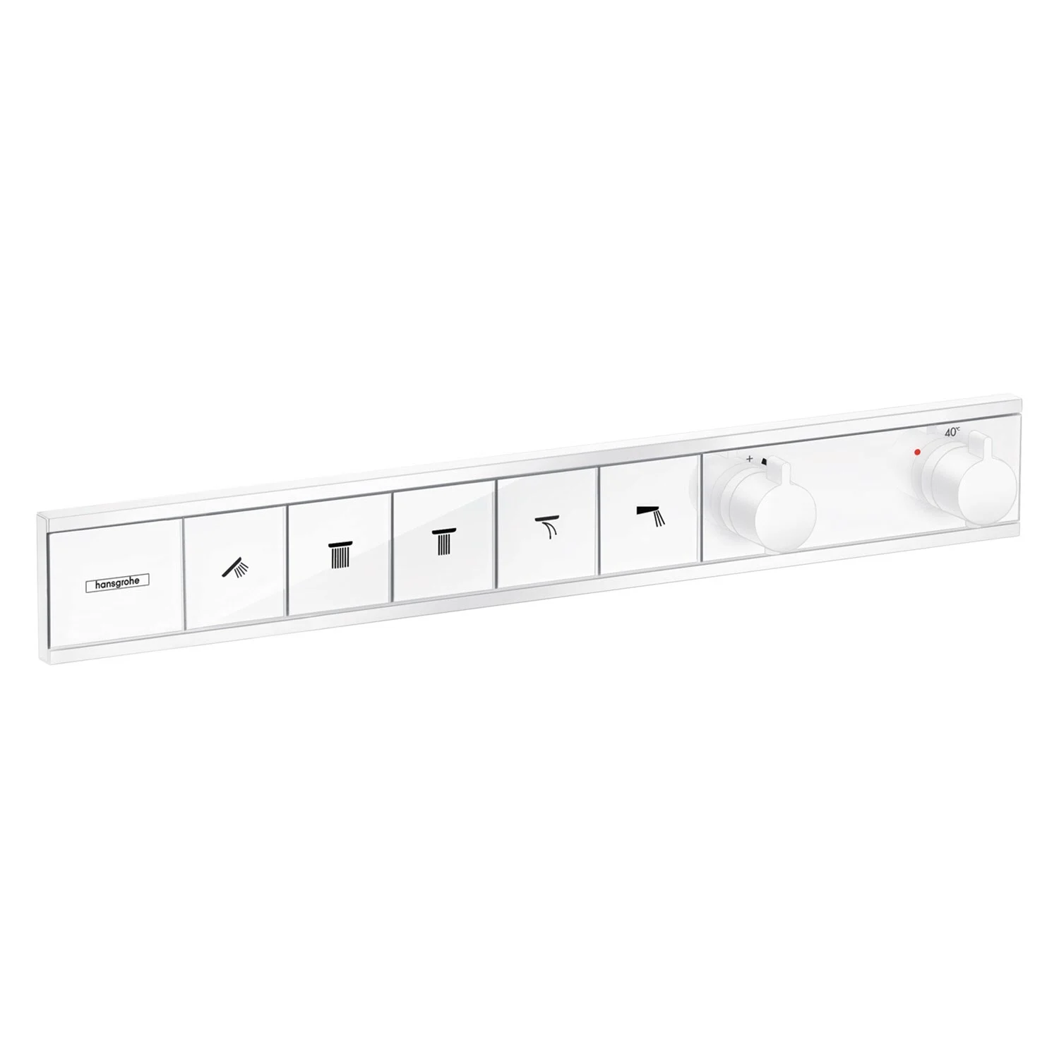 Biały termostat z pięcioma wyjściami, hansgrohe