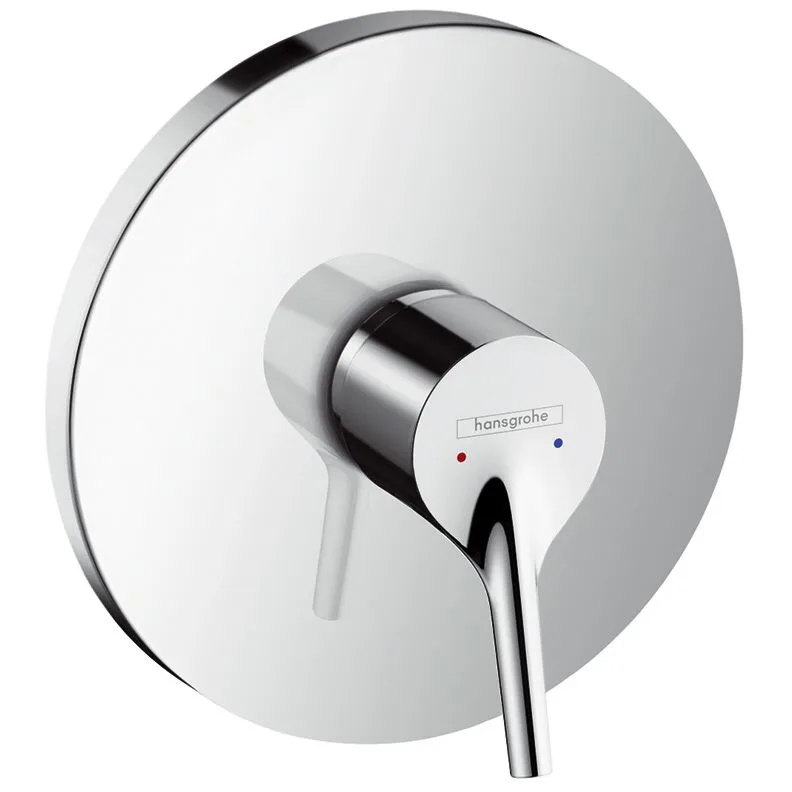 Chromowana bateria prysznicowa widok z przodu, hansgrohe