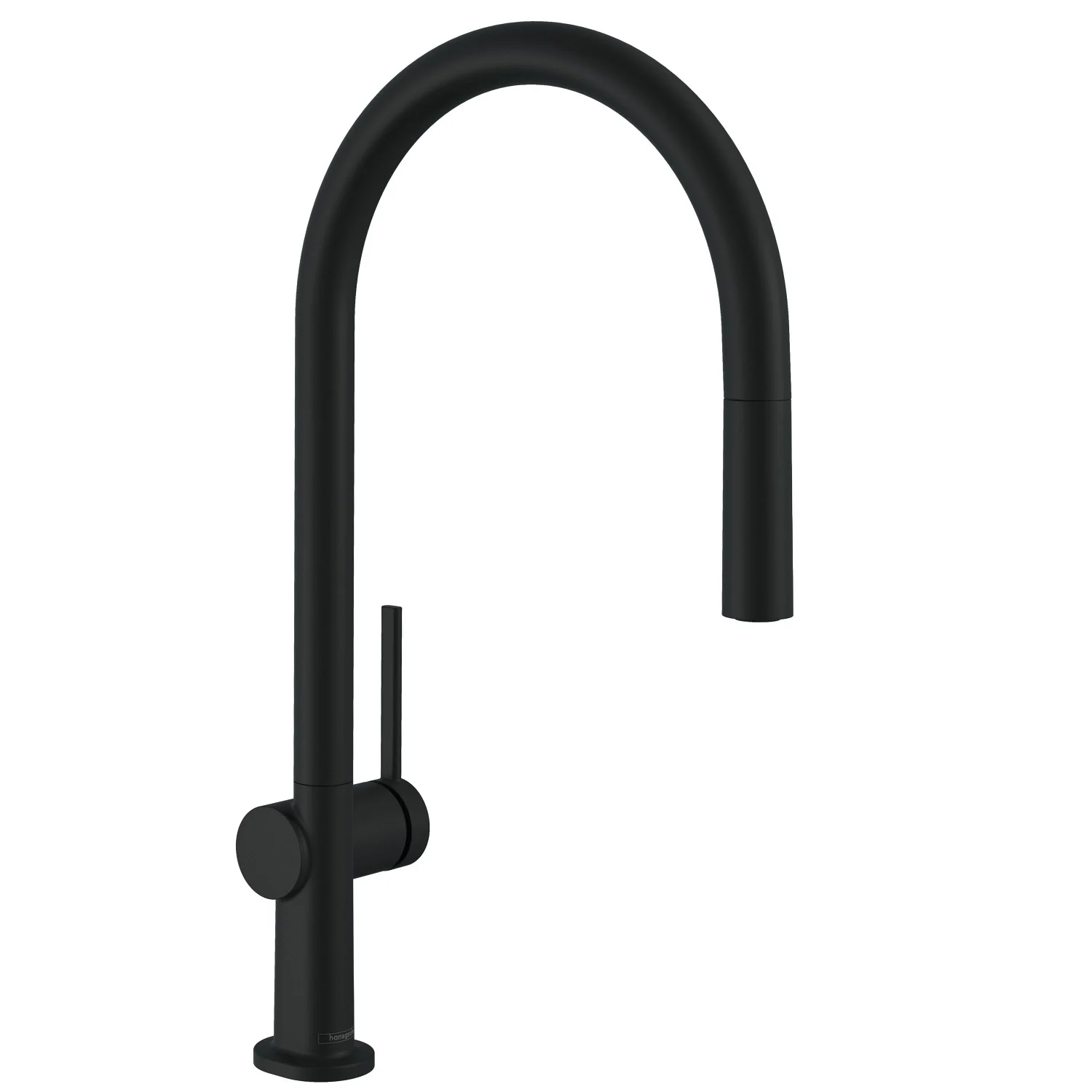 Czarna bateria kuchenna, widok z boku, hansgrohe