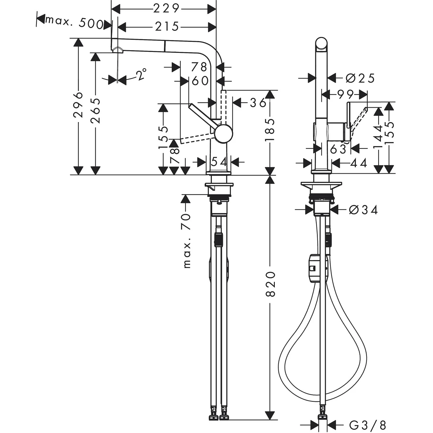 hansgrohe Talis M54 Einhebel-Küchenmischer 270, Ausziehauslauf, 1jet Bild 4