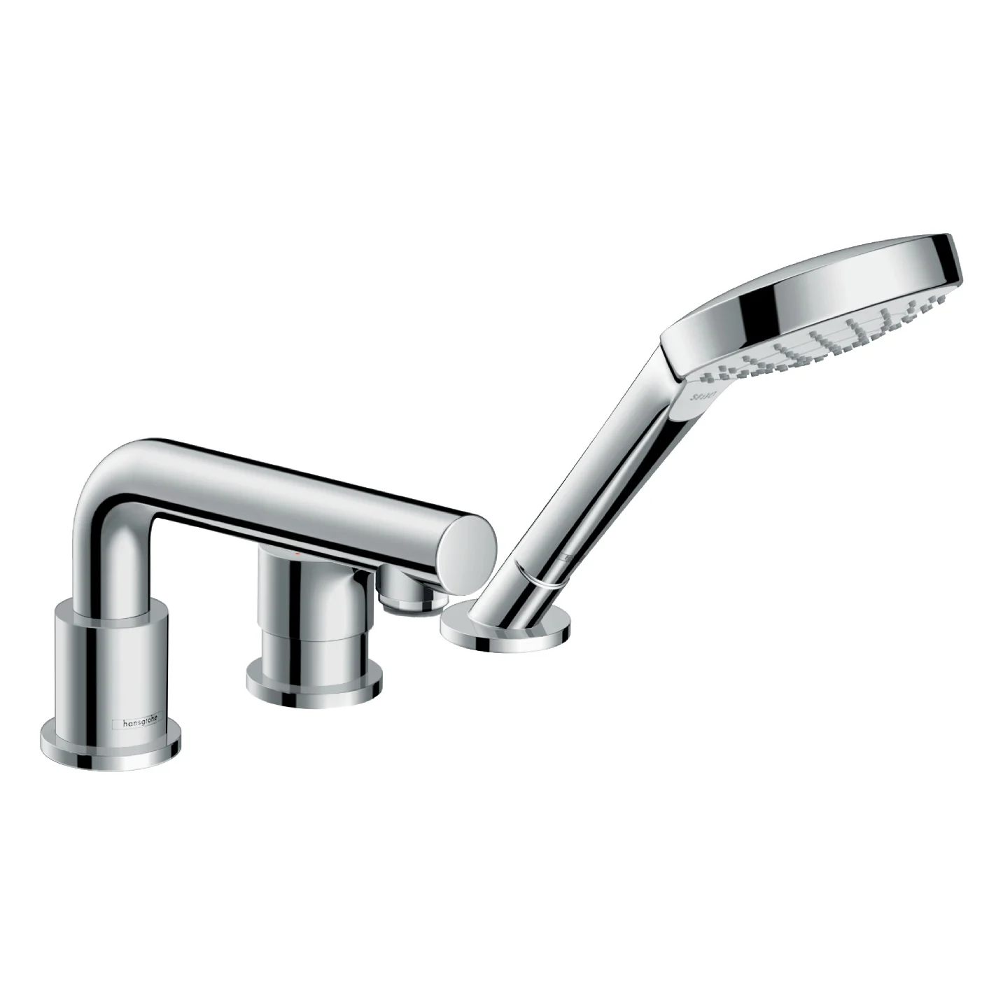 Chromowana bateria wannowa z prysznicem ręcznym, hansgrohe