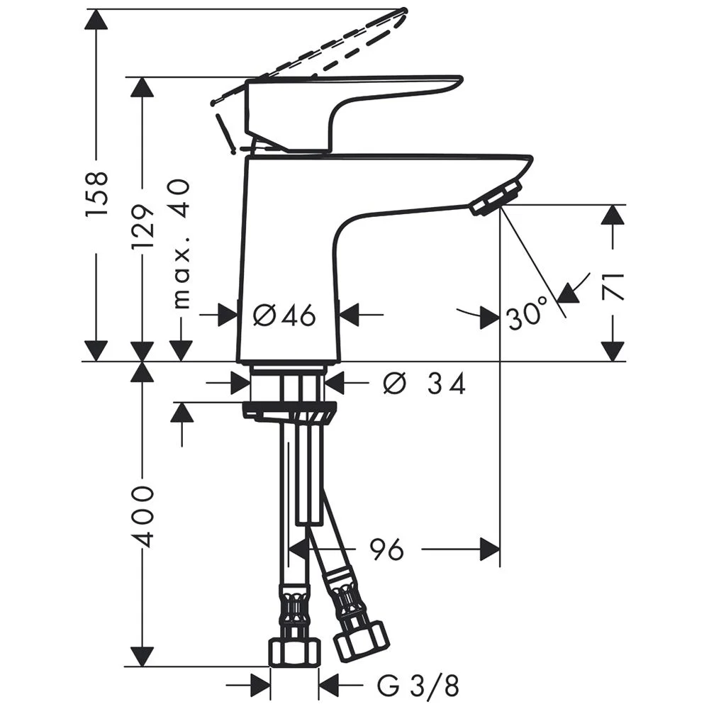 hansgrohe Talis E Einhebel-Waschtischmischer 80 mit Push-Open-Ablaufgarnitur Bild 2