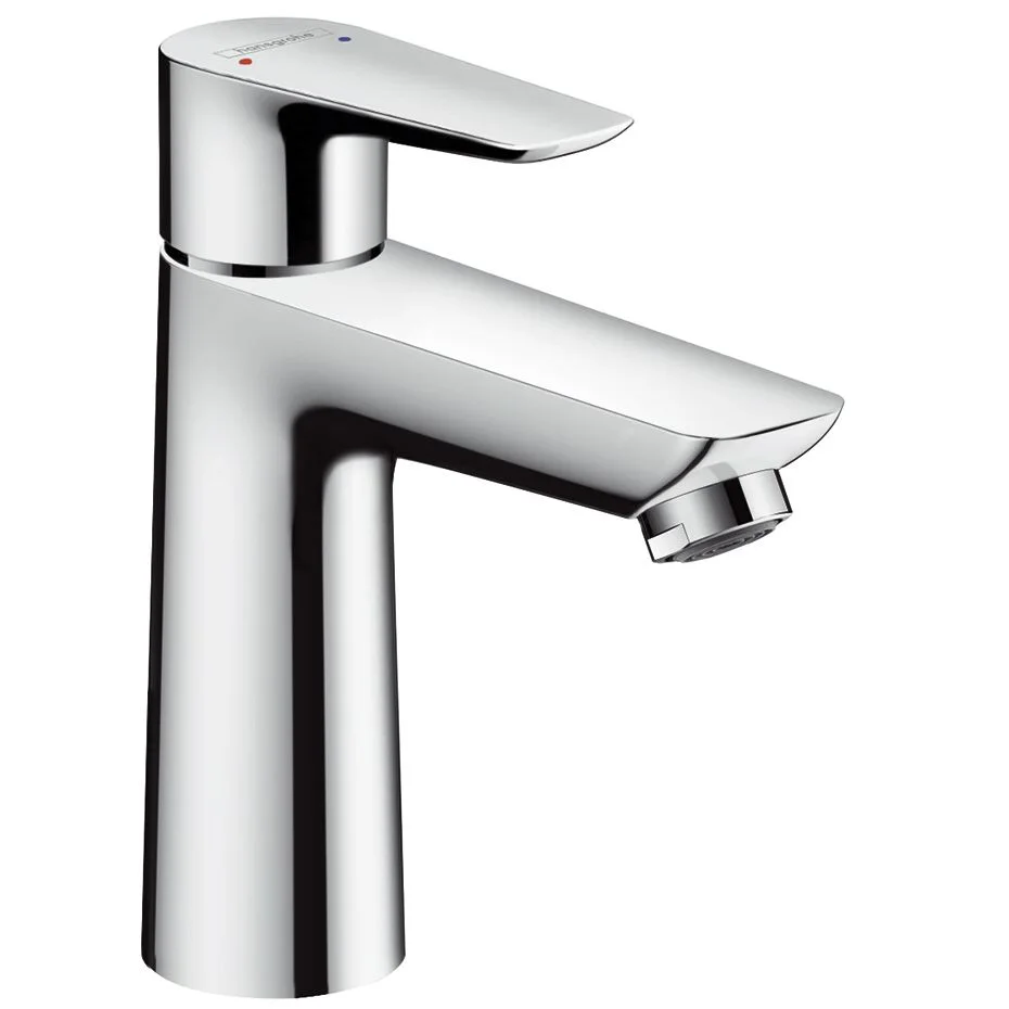 Chromowana bateria umywalkowa widok z boku, hansgrohe