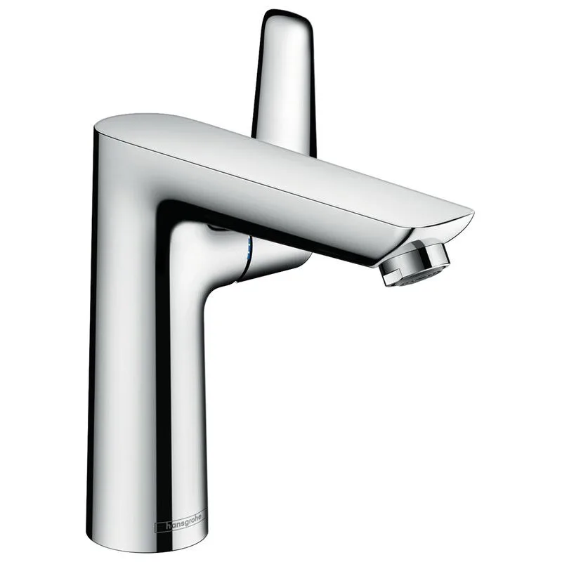 Chromowana bateria umywalkowa jednouchwytowa z dźwignią widok z przodu, hansgrohe