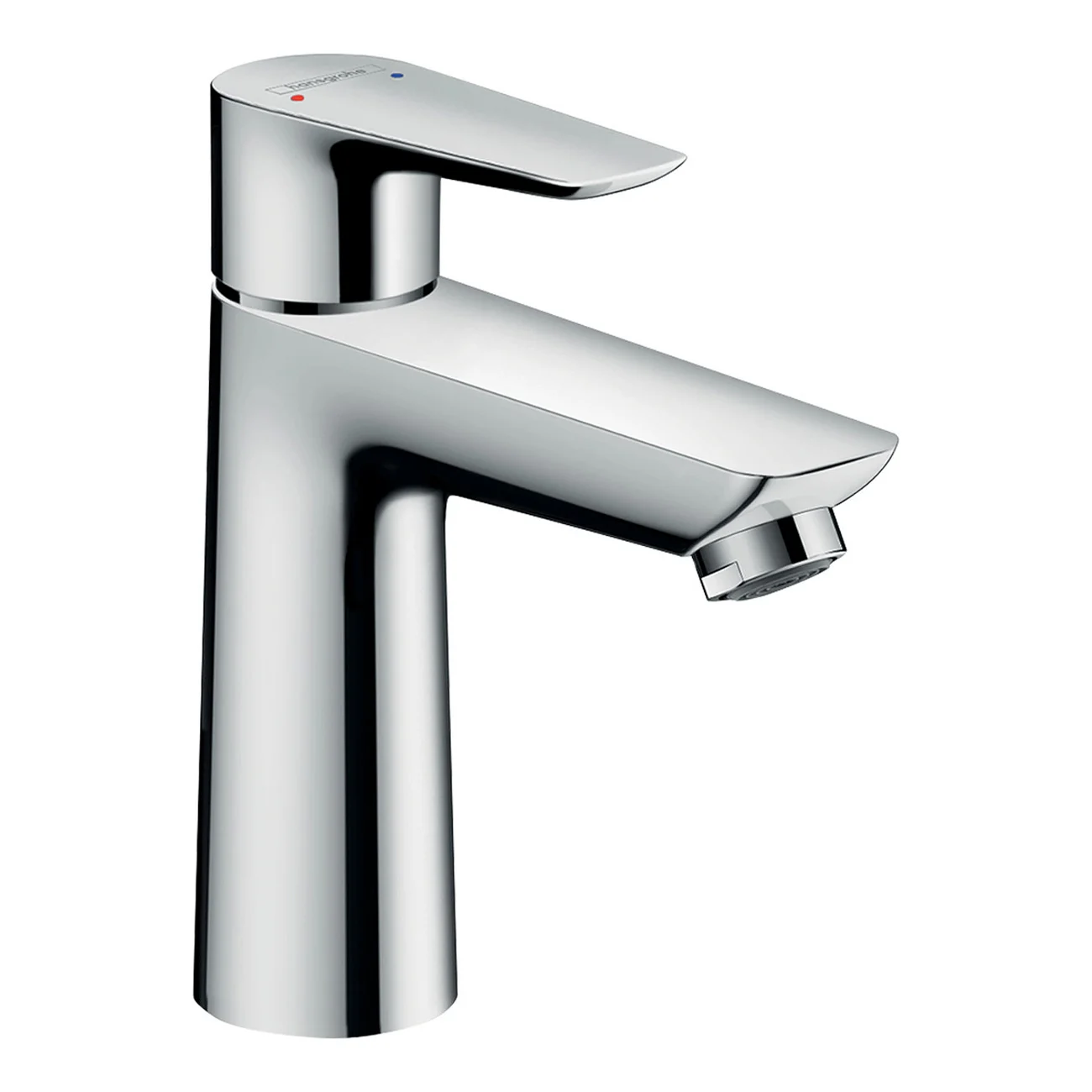 Chromowana bateria umywalkowa widok z przodu, hansgrohe