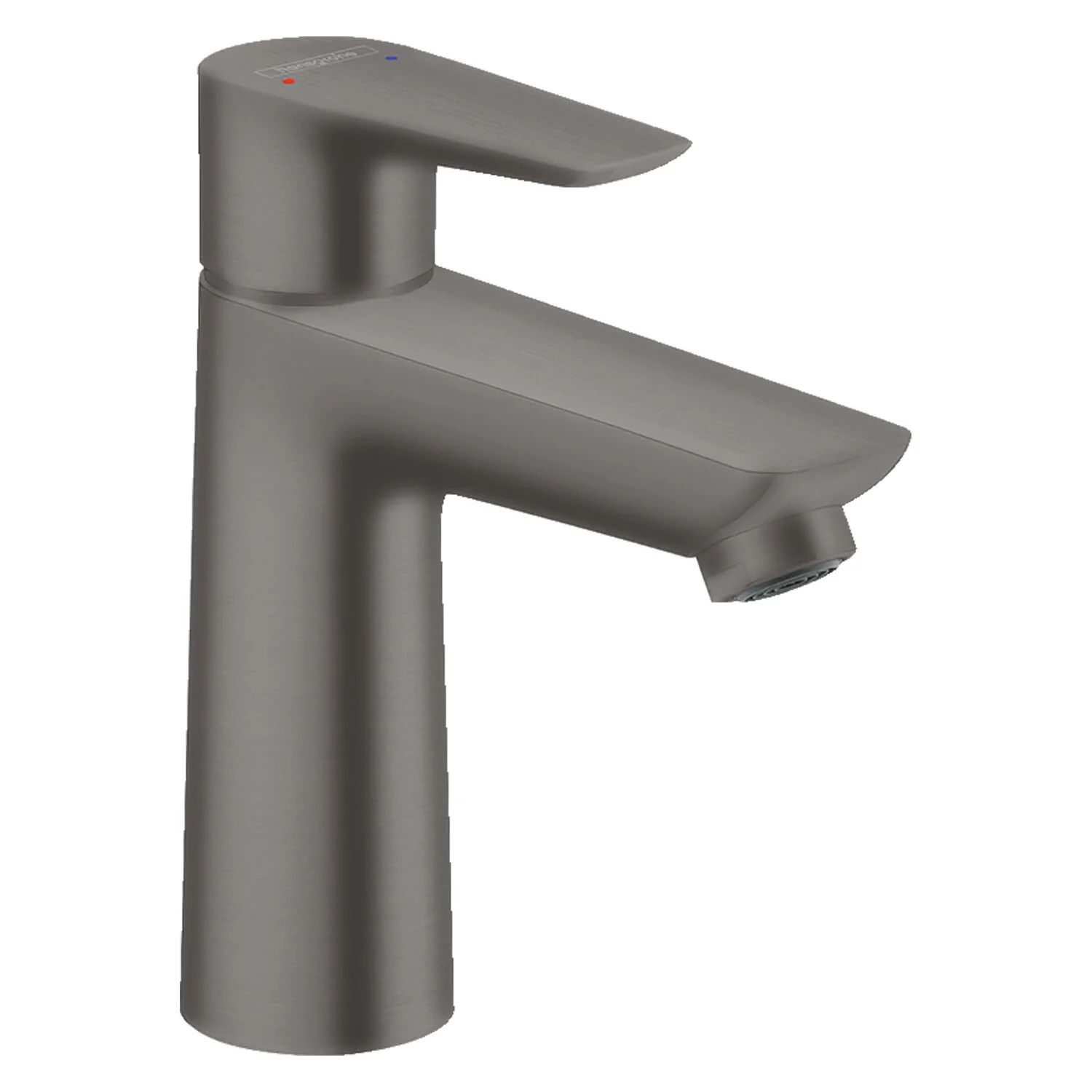 Jednouchwytowa bateria umywalkowa w czarnym szczotkowanym, widok z boku, hansgrohe