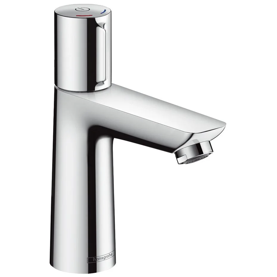 Chromowana bateria umywalkowa jednouchwytowa widok z przodu, hansgrohe