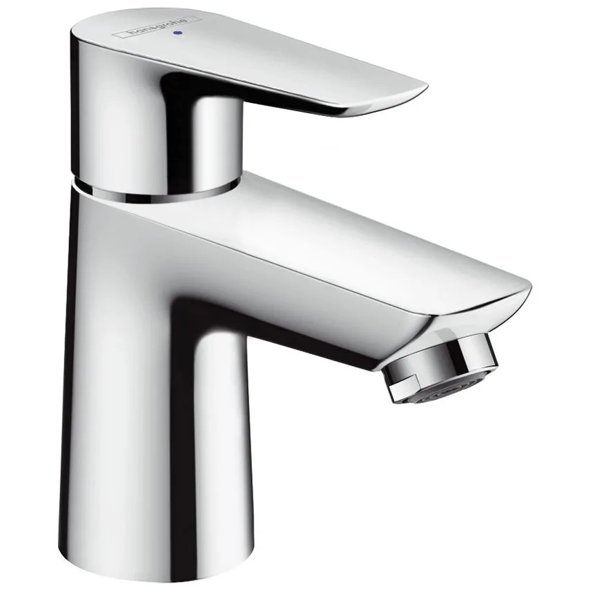 Chromowany zawór umywalkowy widok z boku, hansgrohe