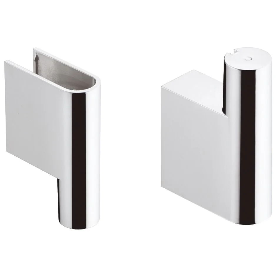 Dwie chromowane osłony do drążka prysznicowego z widoku bocznego, hansgrohe