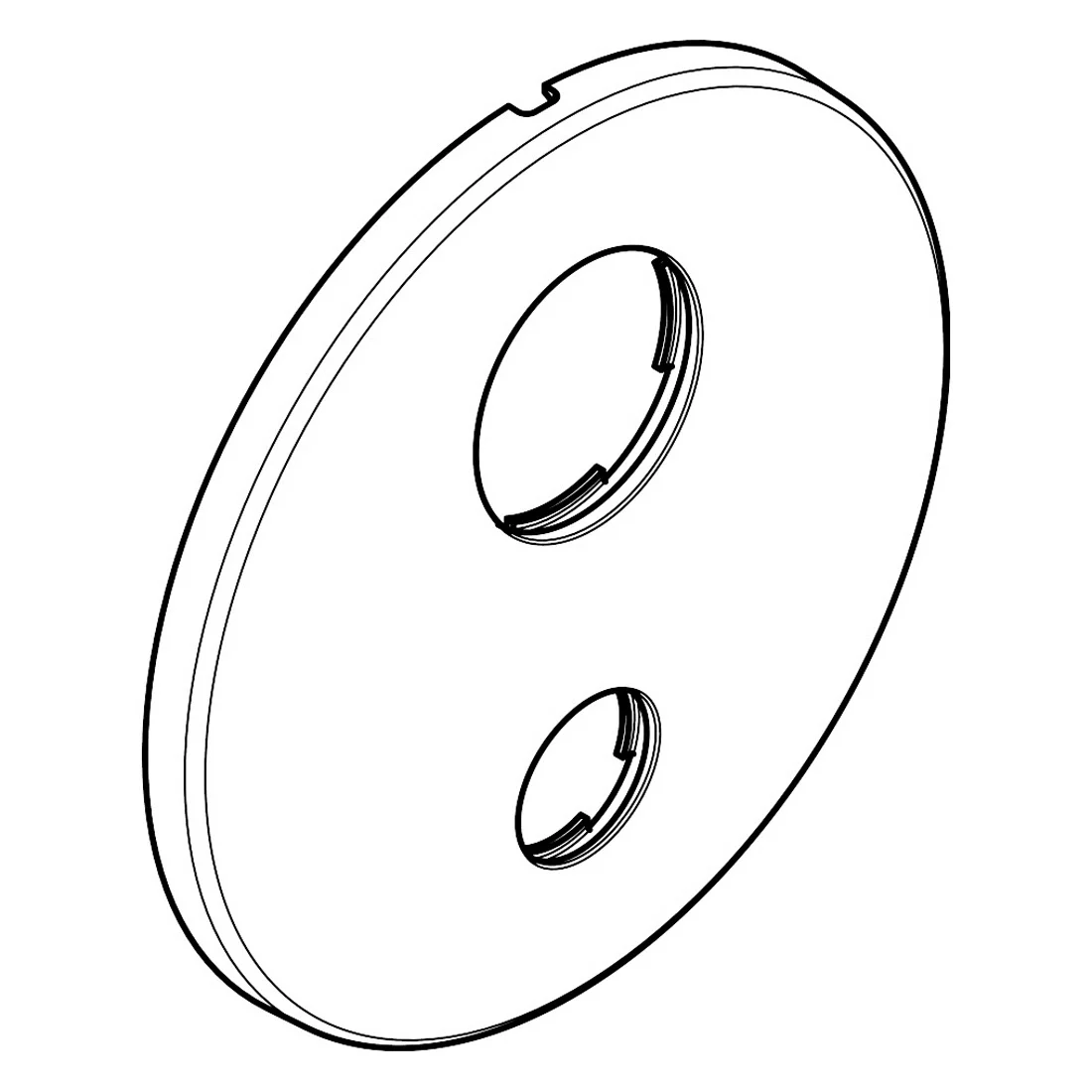 Rysunek techniczny rozety z dwoma otworami, hansgrohe