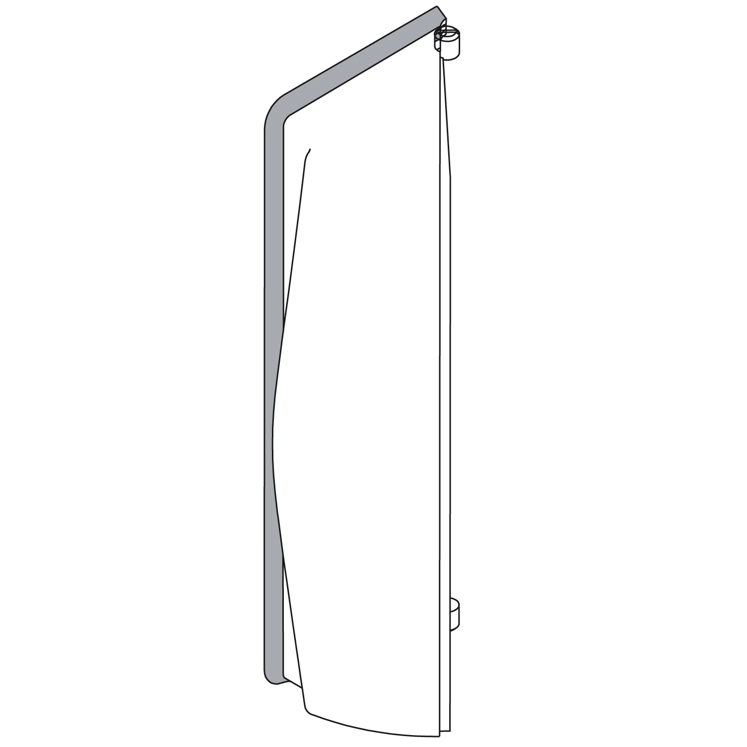 Rysunek techniczny bocznej osłony panelu prysznicowego, hansgrohe