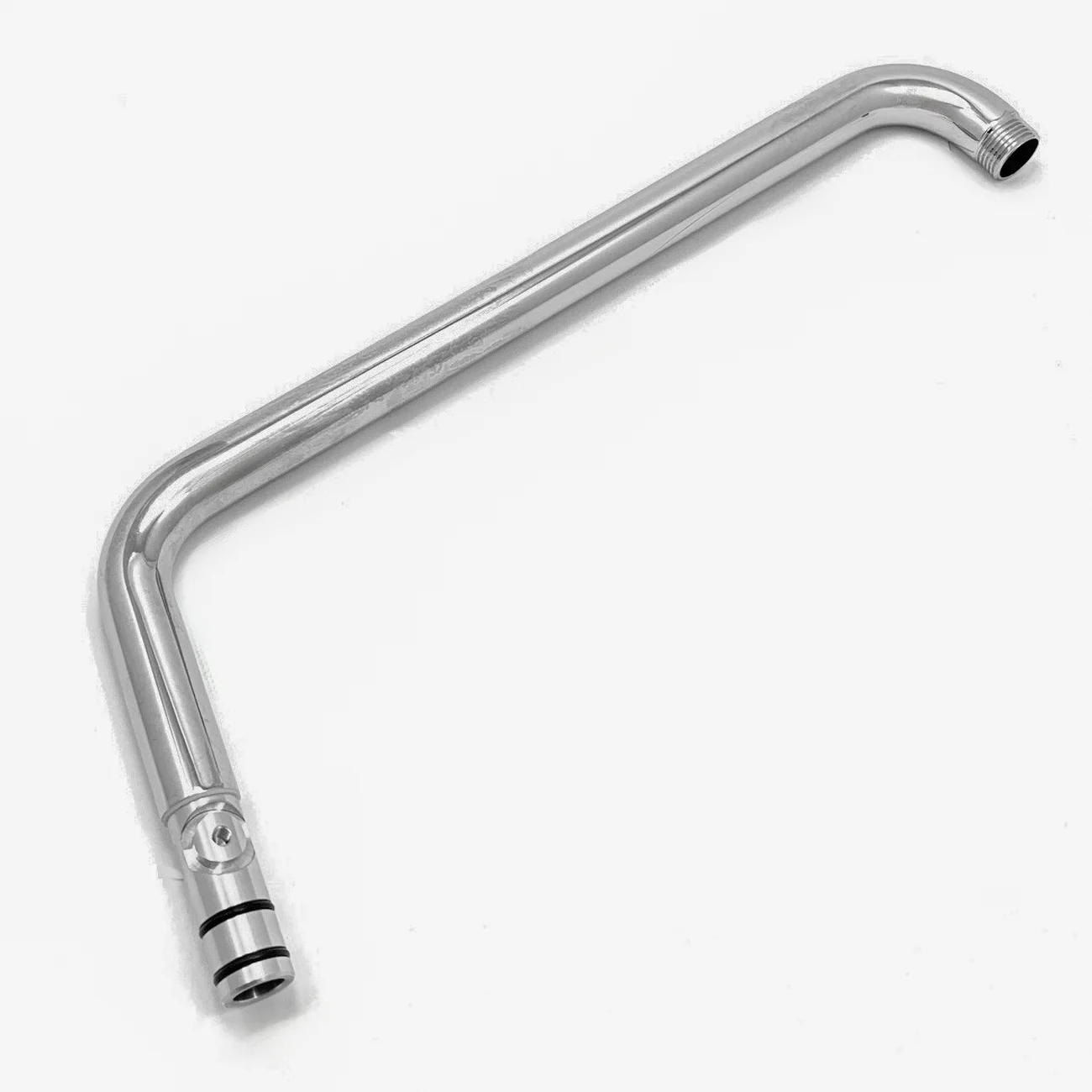Metalowe ramię prysznicowe w widoku bocznym, hansgrohe