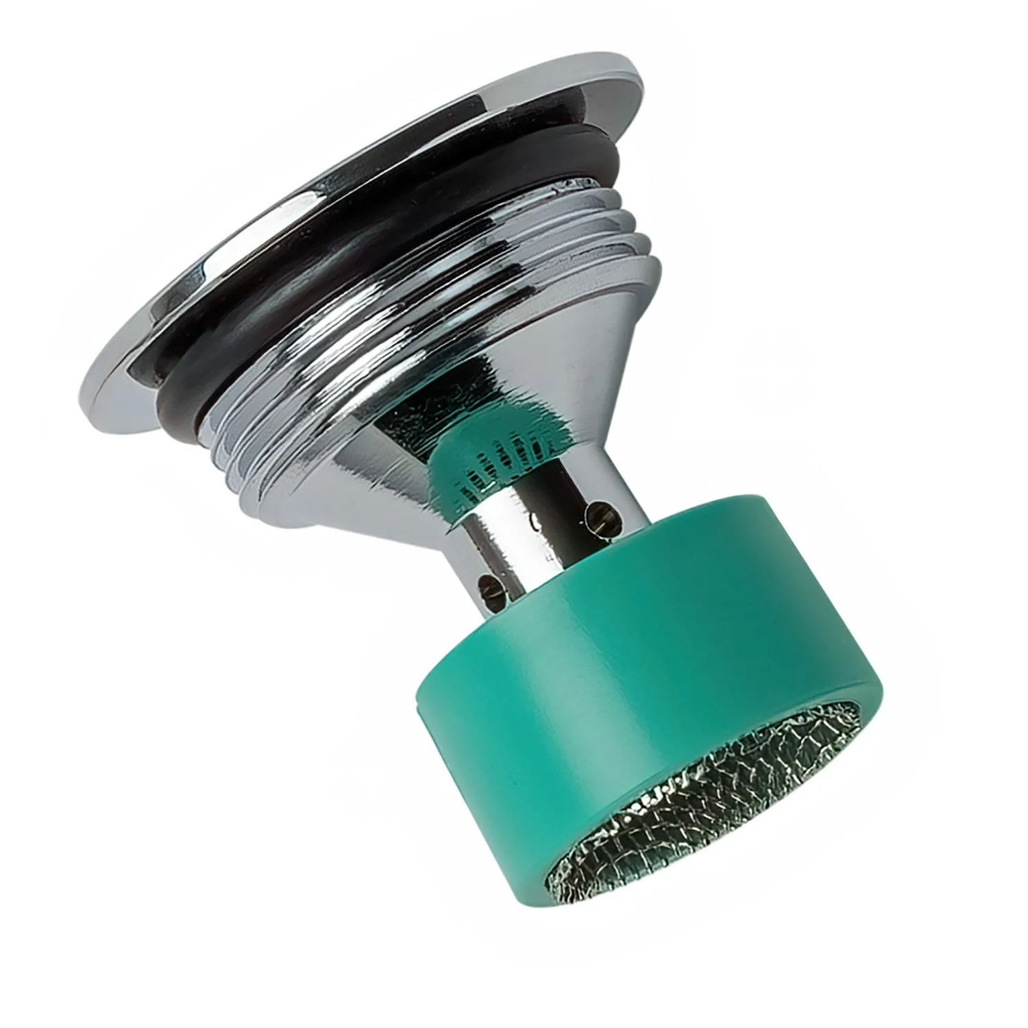 Perlator widok z boku z zielonym elementem, hansgrohe