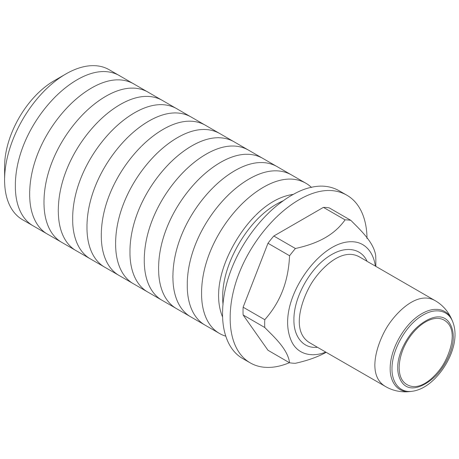 Rysunek techniczny żebrowanego nypelka łączącego, hansgrohe