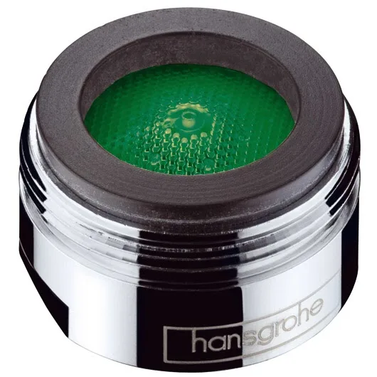Chromowany aerator w widoku z przodu, hansgrohe