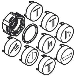 Rysunek techniczny zestawu symboli, hansgrohe