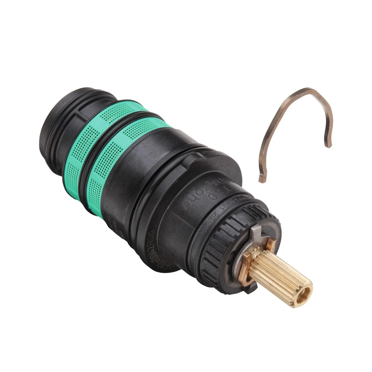 Regulator temperatury z zielonym detalem, hansgrohe
