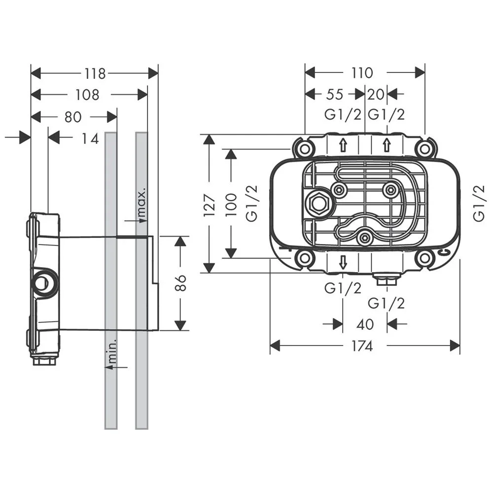 AXOR One Grundkörper für Thermostatmodul Unterputz Bild 2