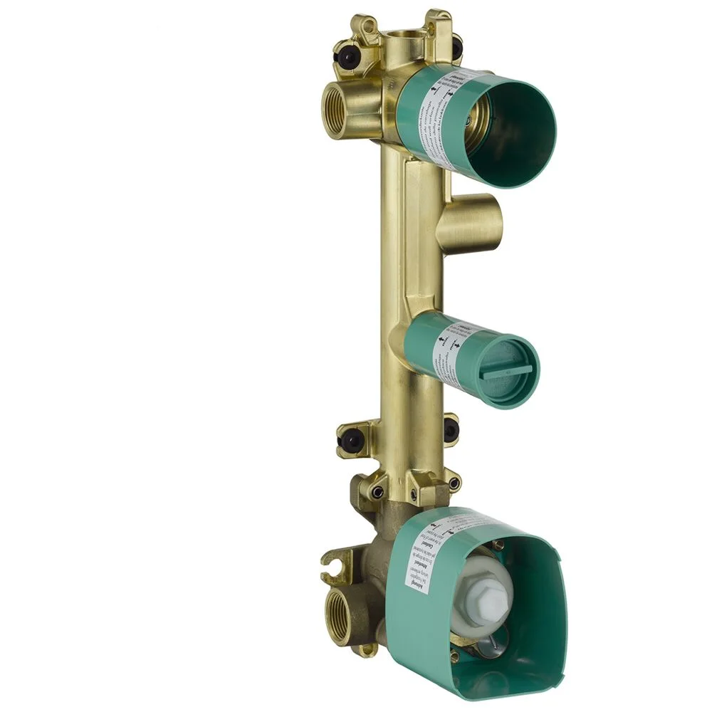 Moduł termostatu z zielonymi osłonami w widoku bocznym, hansgrohe