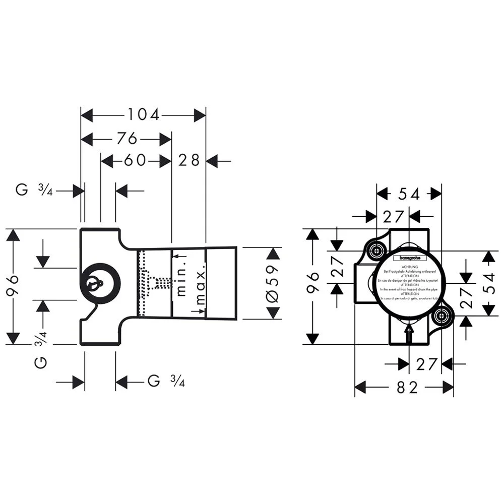 hansgrohe Trio Absperr- und Umstellventil Grundkörper Bild 3